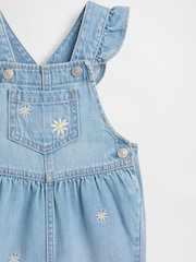 Gap Medium Wash Embroidered Floral Denim Dungarees (0-24mths) - Image 3 of 3
