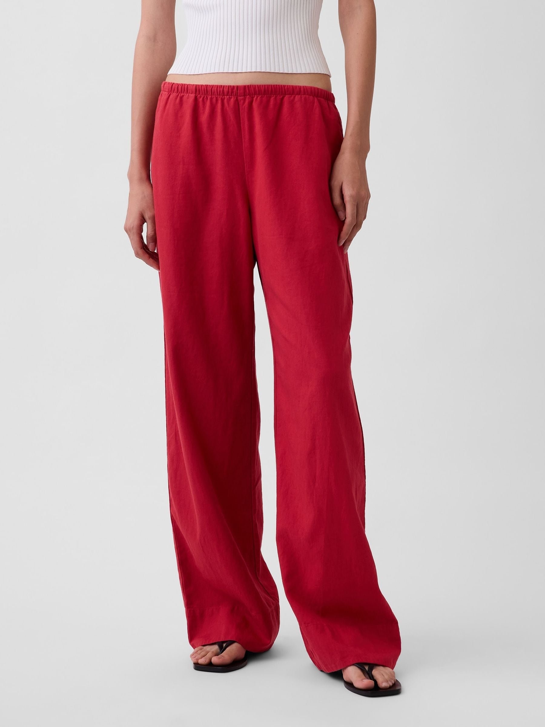 Buy Gap Red Linen Wide Leg Trousers from the Next UK online shop