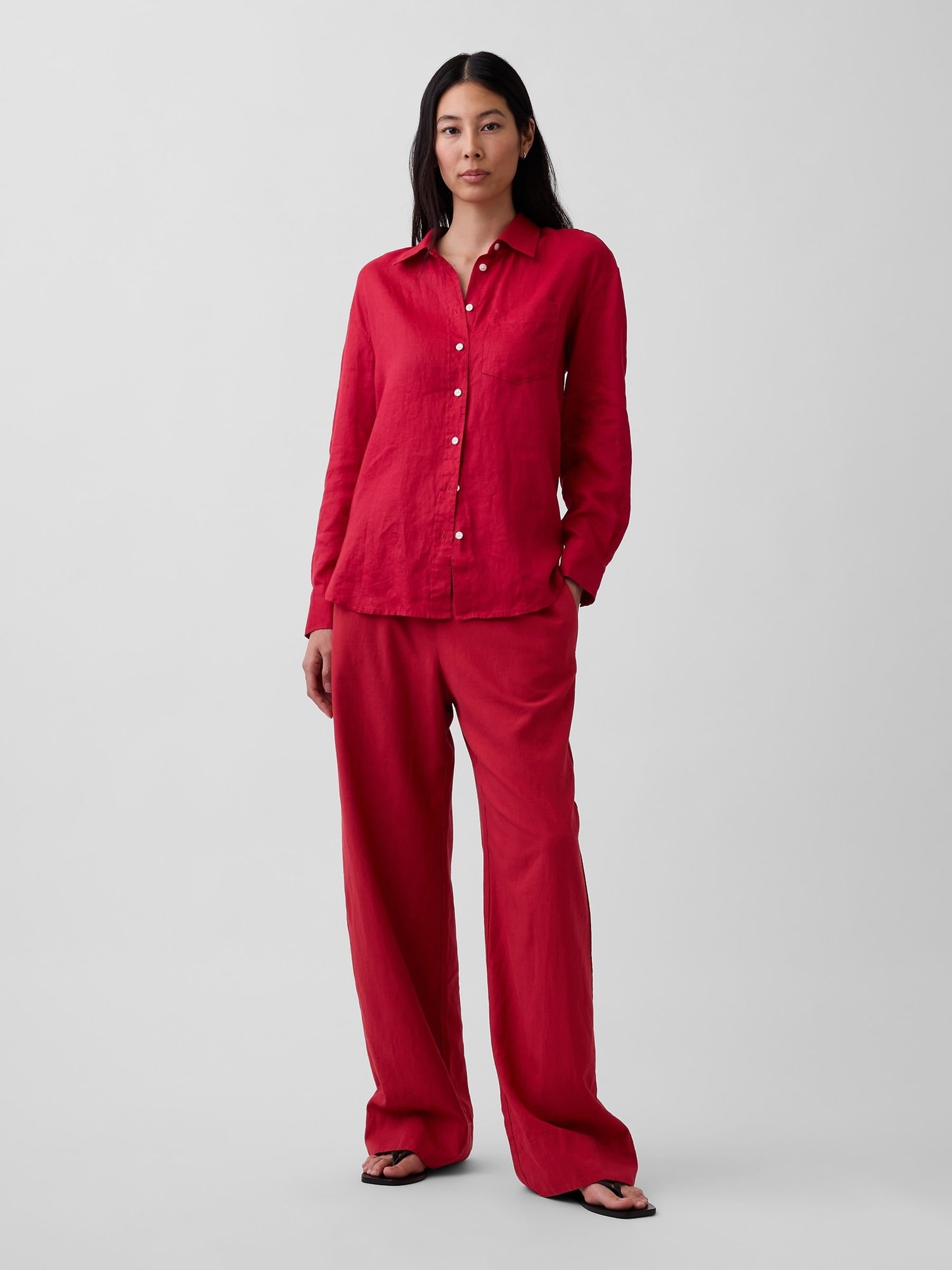 Buy Gap Red Linen Wide Leg Trousers from the Next UK online shop
