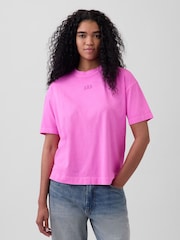 Gap Pink Vintage Soft Athletic Logo Longline T-Shirt - Image 1 of 5