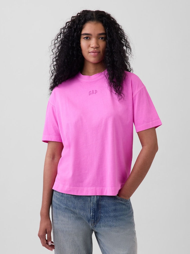 Gap Pink Vintage Soft Athletic Logo Longline T-Shirt - Image 1 of 5