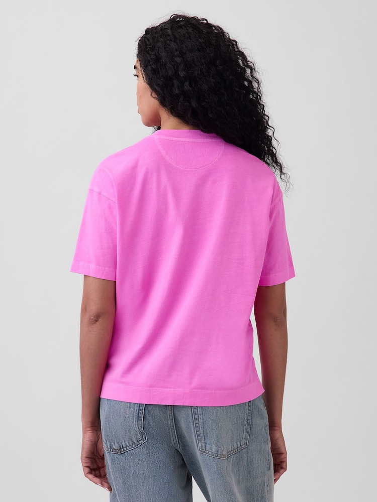 Gap Pink Vintage Soft Athletic Logo Longline T-Shirt - Image 2 of 5