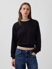 Gap Black French Terry Raglan Logo Sweatshirt - Image 1 of 4