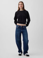 Gap Black French Terry Raglan Logo Sweatshirt - Image 3 of 4