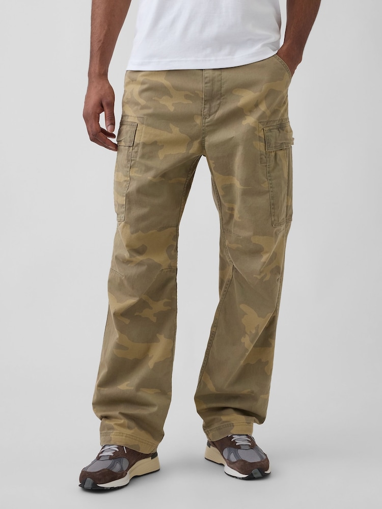 Gap Green Camo Relaxed Cargo Trousers - Image 1 of 5