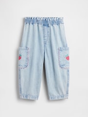 Gap Pull On Strawberry Cargo Barrel Jeans (6mths-5yrs) - Imaginea 2 din 4