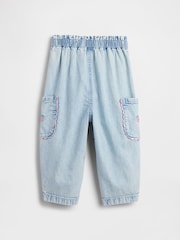 Gap Pull On Strawberry Cargo Barrel Jeans (6mths-5yrs) - Imaginea 3 din 4