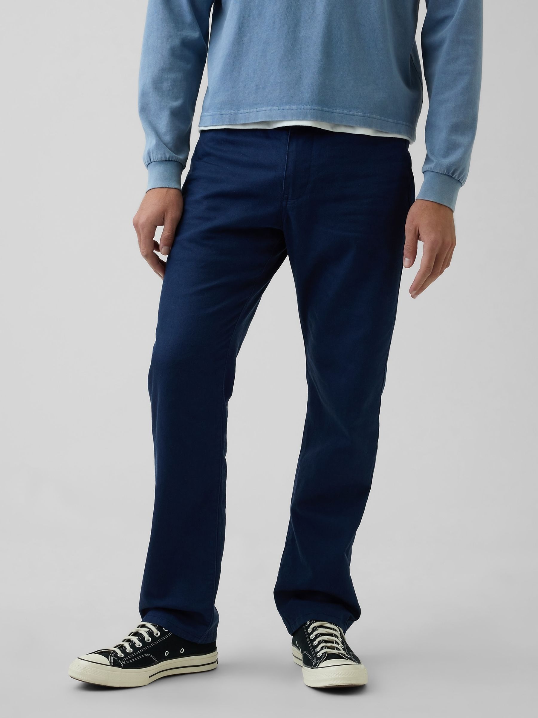 Gap Blue Linen-Cotton Relaxed Straight Trousers