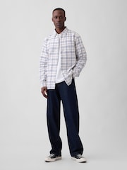 Gap White/Blue Check Oxford Shirt in Standard Fit - Image 3 of 5