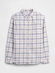 Gap White/Blue Check Oxford Shirt in Standard Fit - Image 4 of 5