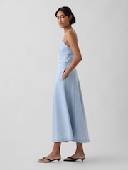 Gap Blue Denim Seamed Corset Maxi Dress - Image 3 of 4