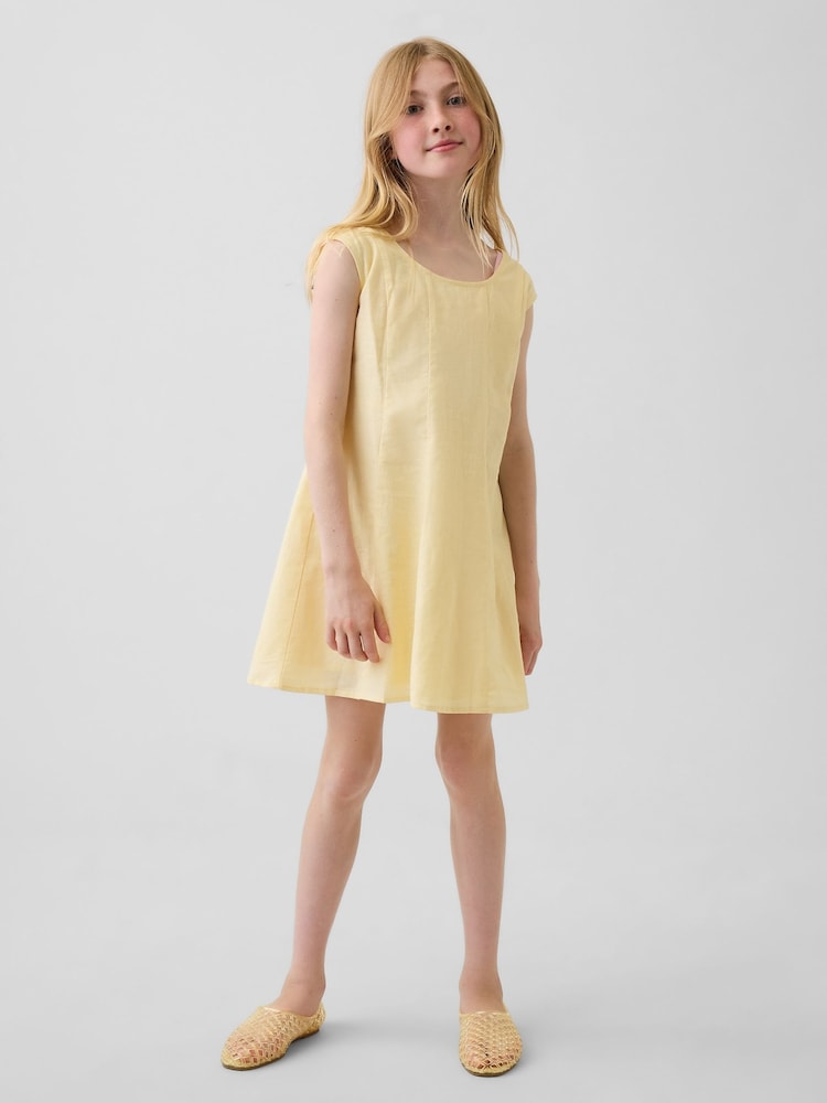 Gap Yellow Linen-Cotton Scoop Neck Dress (4-13yrs) - Image 1 of 4