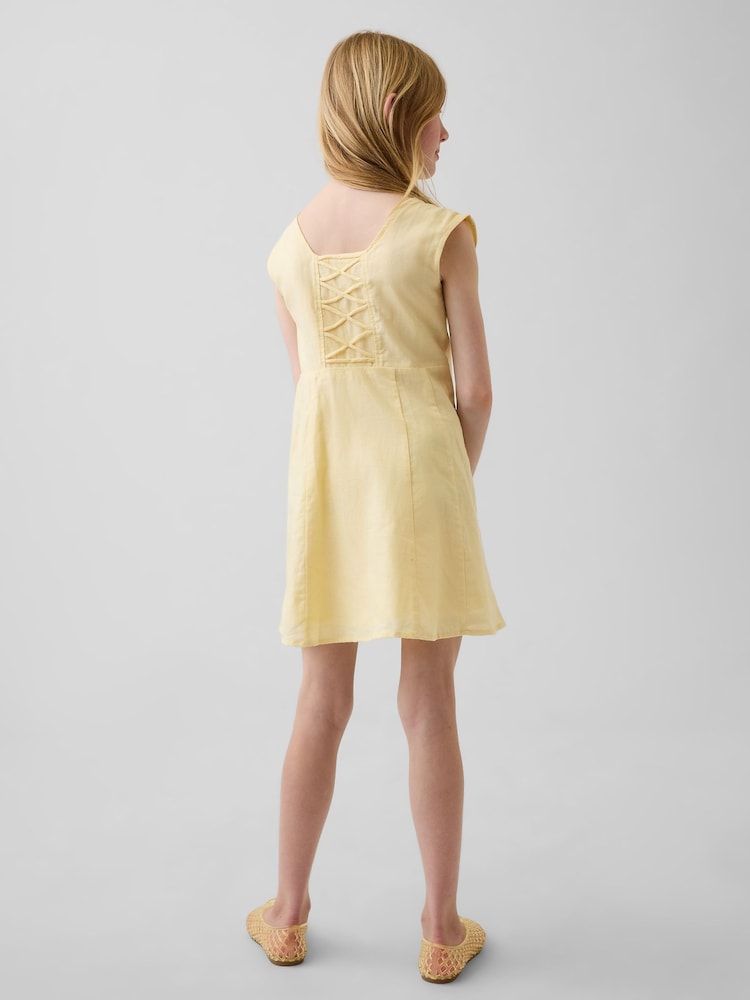 Gap Yellow Linen-Cotton Scoop Neck Dress (4-13yrs) - Image 2 of 4
