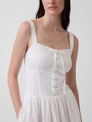Gap White Lace-Up Corset Maxi Dress - Image 4 of 8