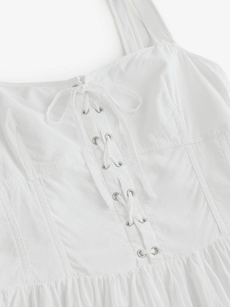 Buy Gap White Lace-Up Corset Maxi Dress from the Next UK online shop