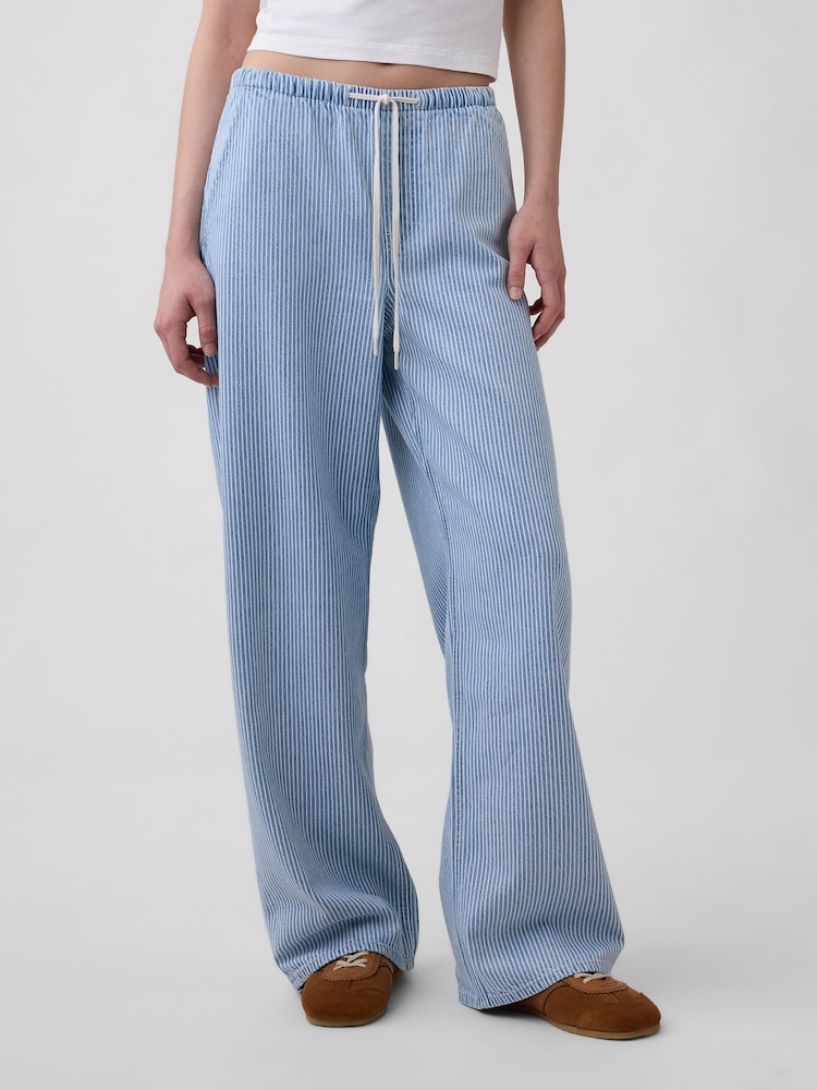 Gap Light Wash Stripe Low Rise UltraSoft Easy '90s Loose Jeans - Image 1 of 5