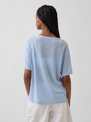 Gap Blue Linen-Blend Relaxed T-Shirt - Image 2 of 4