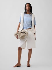 Gap Blue Linen-Blend Relaxed T-Shirt - Image 3 of 4