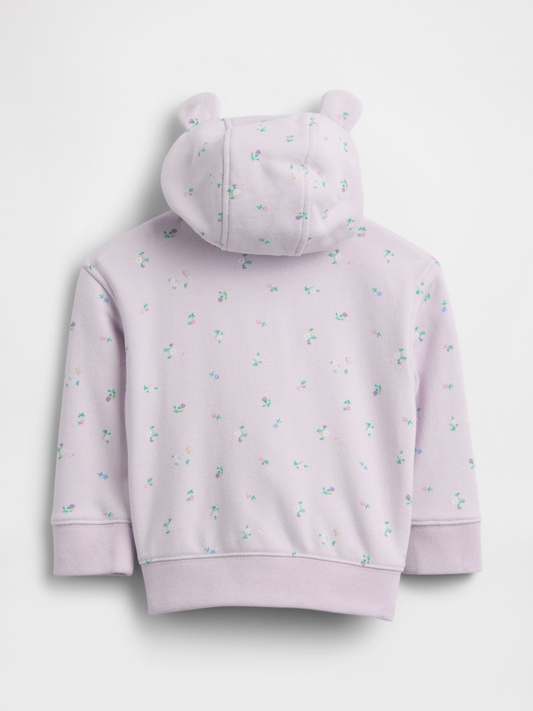 Gap Purple Floral Vintage Soft Terry Logo Zip Hoodie (0-24mths) - Image 2 of 3