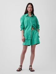 Verde - Gap Linen-Blend Easy Shorts - Imagen 3 de 4