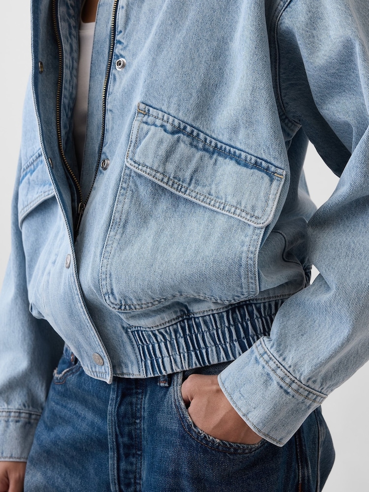 Gap Light Wash Oversized Denim Bomber Jacket - Image 5 of 5