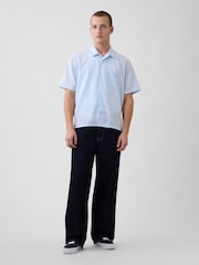 Gap Blue Linen-Cotton Relaxed Straight-Hem Shirt - Image 3 of 4