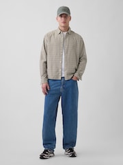 Gap Cream check Relaxed Straight-Hem Oxford Shirt - Image 3 of 4
