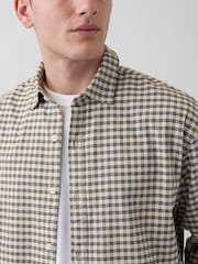 Gap Cream check Relaxed Straight-Hem Oxford Shirt - Image 4 of 4