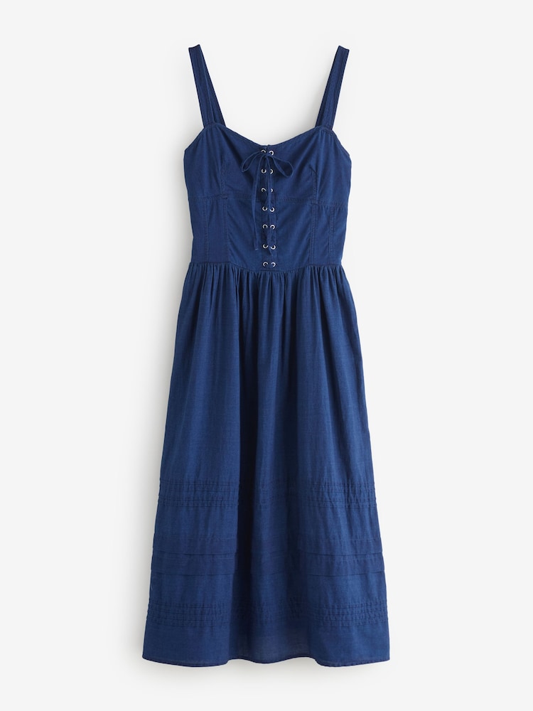 Gap Navy Lace-Up Corset Maxi Dress - Image 1 of 4