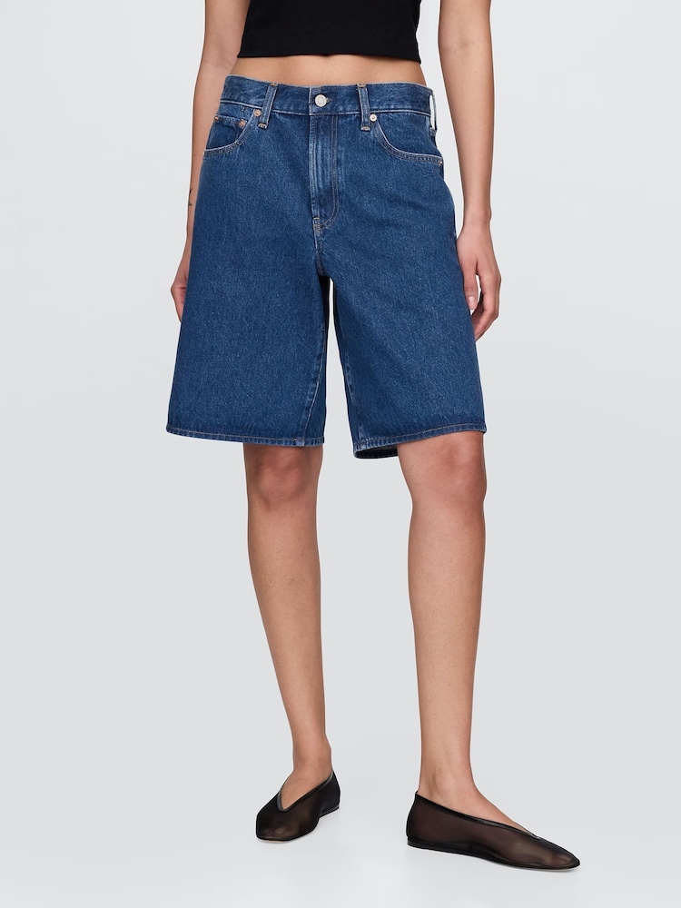 Lavage foncé - Gap short en Denim long taille mi-haute 11pouces - Image 1 de 7