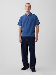 Gap Blue Relaxed Pique Polo Shirt - Image 3 of 4