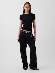 Schwarz - Gap Modern T-Shirt mit Rundhalsausschnitt - Bild 3 von 4