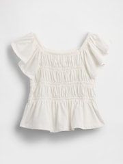 Gap White Smocked Flutter-Sleeve Top (6mths-5yrs) - Image 2 of 3