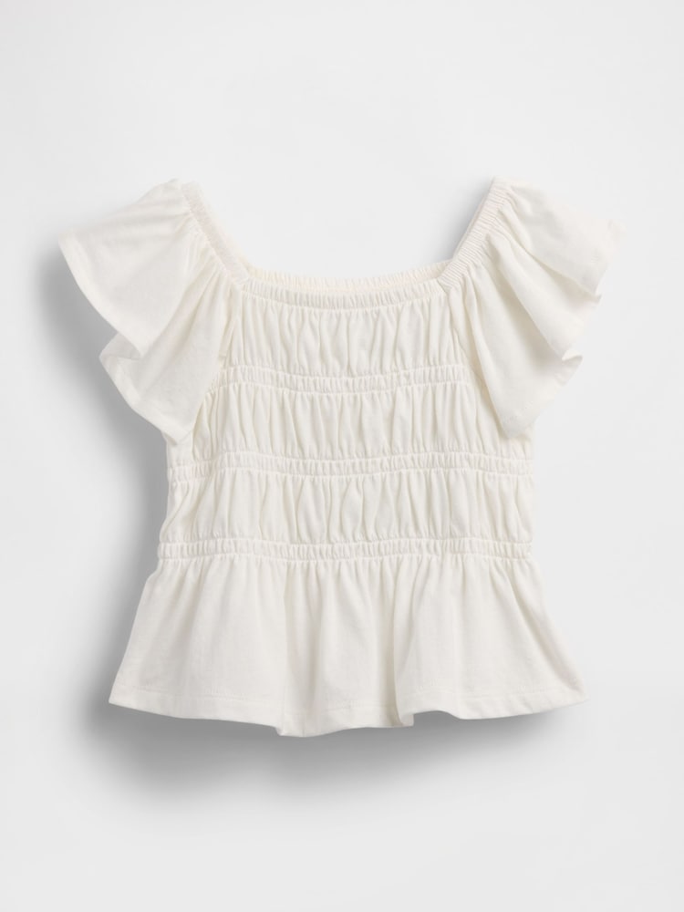 Gap White Smocked Flutter-Sleeve Top (6mths-5yrs) - Image 2 of 3