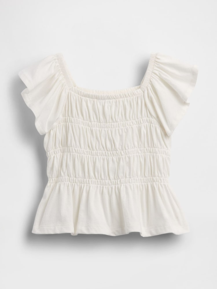 Gap White Smocked Flutter-Sleeve Top (6mths-5yrs) - Image 3 of 3