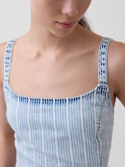Gap Light Wash UltraSoft Denim Stripe Drop-Waist Mini Dress - Image 4 of 9