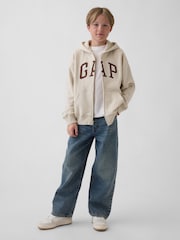 Gap Beige Vintage Soft Logo Zip Hoodie (4-13yrs) - Image 3 of 5