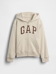 Gap Beige Vintage Soft Logo Zip Hoodie (4-13yrs) - Image 4 of 5