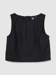 Gap Black Linen-Blend Crop Shell Vest - Image 1 of 1