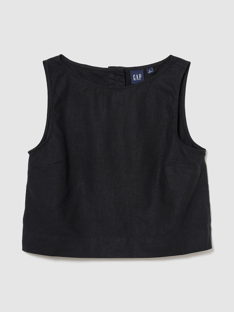 Gap Black Linen-Blend Crop Shell Vest - Image 1 of 1