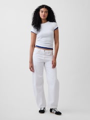 Gap White Low Rise Barrel Jeans - Image 1 of 1