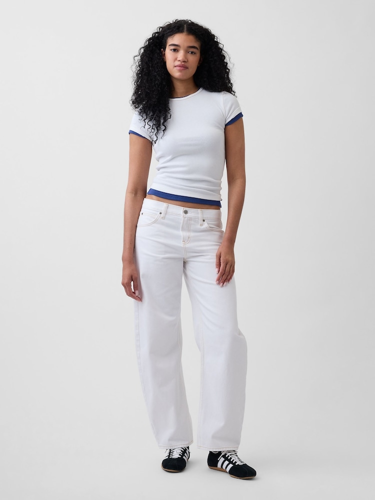 Gap White Low Rise Barrel Jeans - Image 1 of 1