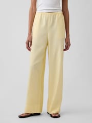 Gap Yellow Linen-Blend Relaxed Wide-Leg Trousers - Image 1 of 4