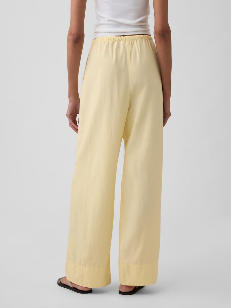 Gap Yellow Linen-Blend Relaxed Wide-Leg Trousers - Image 2 of 4 Gap Yellow Linen-Blend Relaxed Wide-Leg Trousers - Image 2 of 4