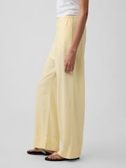 Gap Yellow Linen-Blend Relaxed Wide-Leg Trousers - Image 4 of 4