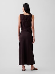 Gap Brown Linen-Blend Maxi Slip Skirt - Image 2 of 4