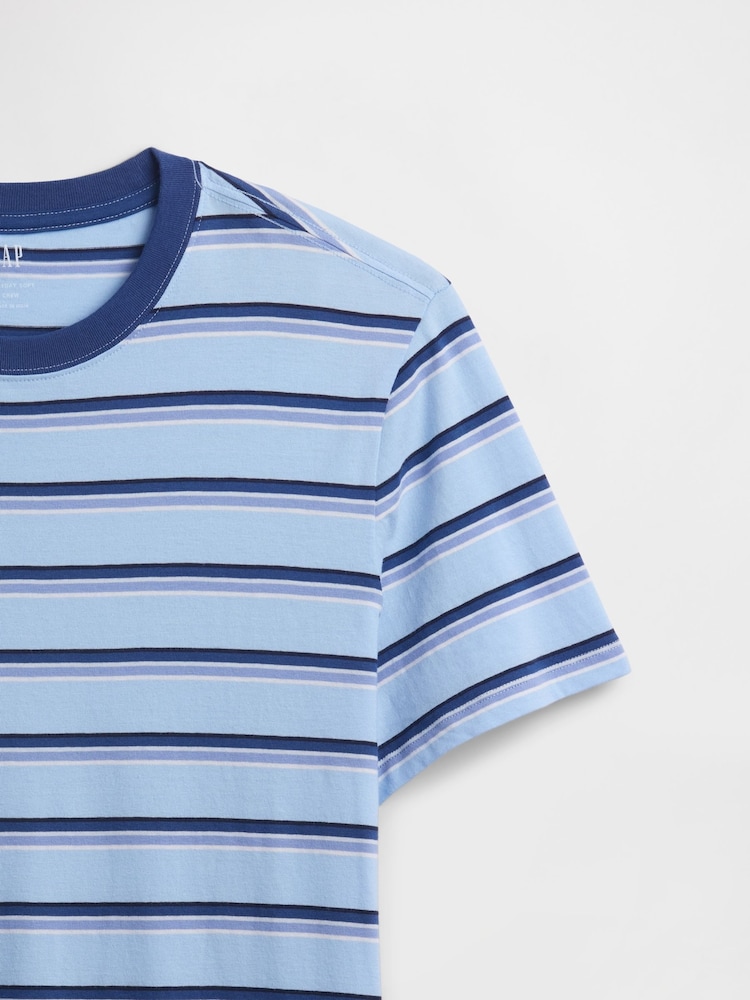 Gap Blue Everyday Soft Stripe Crew Neck T-Shirt - Image 5 of 5