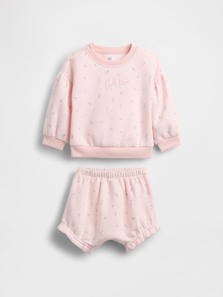 Gap Pink VintageSoft Floral Logo Outfit Set (0-24mths) - Image 1 of 3