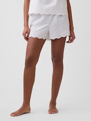 Alb - Gap Poplin Eyelet pyjama Shorts - Imaginea 3 din 5