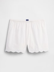 Alb - Gap Poplin Eyelet pyjama Shorts - Imaginea 4 din 5